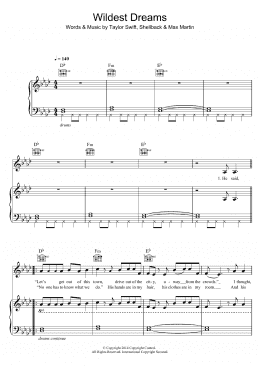 page one of Wildest Dreams (Piano, Vocal & Guitar Chords)