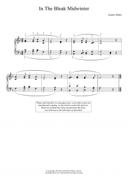 page one of In The Bleak Midwinter (Piano Solo)