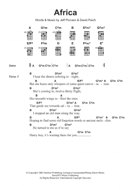 page one of Africa (Ukulele)