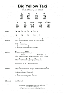 page one of Big Yellow Taxi (Ukulele)