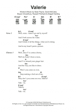 page one of Valerie (Ukulele)