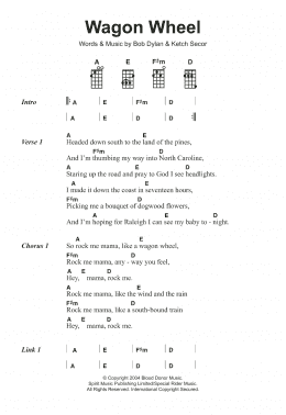 page one of Wagon Wheel (Ukulele)