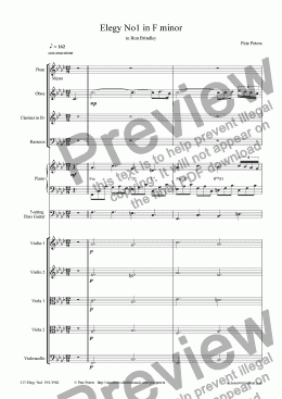 page one of Elegy No1 in F minor (Orchestra)