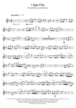 page one of I See Fire (from The Hobbit) (Flute Solo)