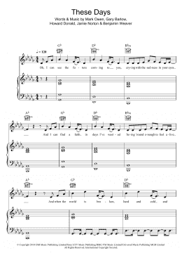 page one of These Days (Piano, Vocal & Guitar Chords)