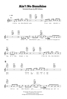 page one of Ain't No Sunshine (Ukulele)