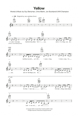 page one of Yellow (Ukulele)