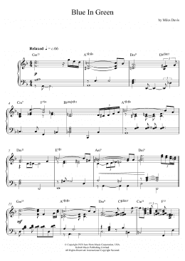 page one of Blue In Green (Piano Solo)