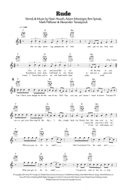 page one of Rude (Ukulele)