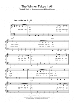 page one of The Winner Takes It All (Beginner Piano (Abridged))