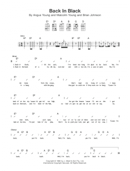 page one of Back In Black (Ukulele Chords/Lyrics)