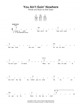 page one of You Ain't Goin' Nowhere (Ukulele Chords/Lyrics)