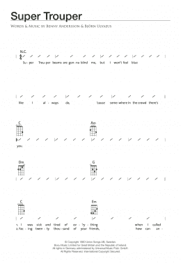 page one of Super Trouper (Ukulele Chords/Lyrics)