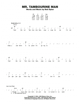 page one of Mr. Tambourine Man (Ukulele Chords/Lyrics)