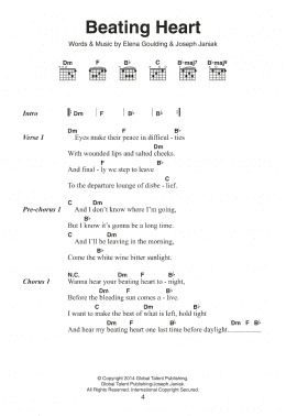 page one of Beating Heart (Guitar Chords/Lyrics)