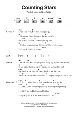 page one of Counting Stars (Guitar Chords/Lyrics)