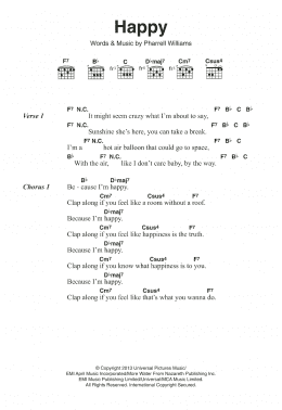 page one of Happy (Guitar Chords/Lyrics)