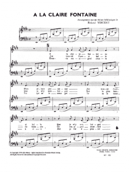 A la claire fontaine piano sheet music