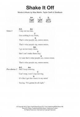 page one of Shake It Off (Guitar Chords/Lyrics)