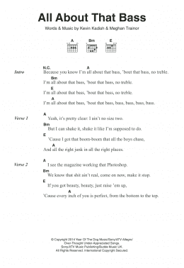 page one of All About That Bass (Guitar Chords/Lyrics)