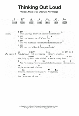 page one of Thinking Out Loud (Guitar Chords/Lyrics)