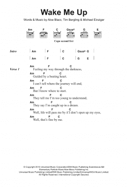 page one of Wake Me Up (Guitar Chords/Lyrics)