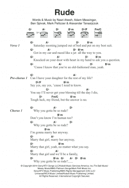 page one of Rude (Guitar Chords/Lyrics)