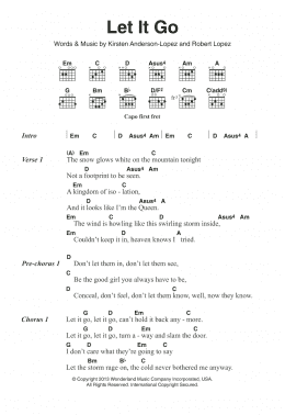 page one of Let It Go (from Frozen) (Guitar Chords/Lyrics)