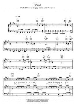 page one of Shine (Piano, Vocal & Guitar Chords)