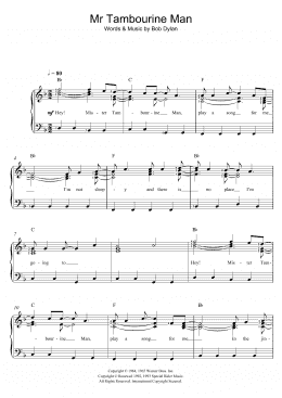 page one of Mr. Tambourine Man (Easy Piano)