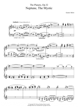 page one of The Planets, Op. 32 - Neptune, The Mystic (Piano Solo)