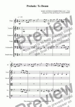 page one of Prelude: Te Deum (Charpentier) (Flute & Strings)
