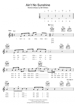 page one of Ain't No Sunshine (Lead Sheet / Fake Book)