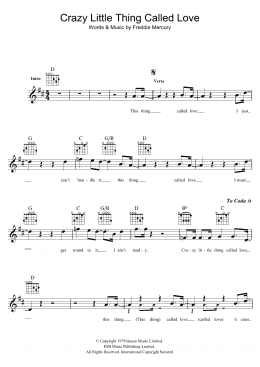 page one of Crazy Little Thing Called Love (Lead Sheet / Fake Book)