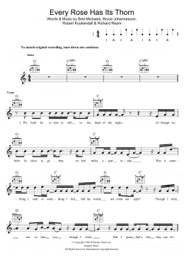 page one of Every Rose Has Its Thorn (Lead Sheet / Fake Book)