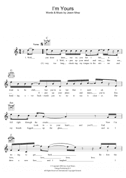 page one of I'm Yours (Lead Sheet / Fake Book)