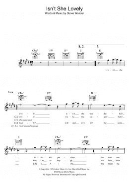 page one of Isn't She Lovely (Lead Sheet / Fake Book)