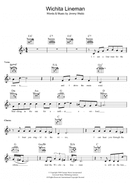 page one of Wichita Lineman (Lead Sheet / Fake Book)