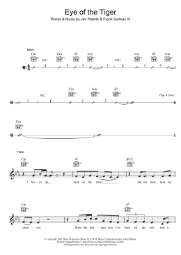 page one of Eye Of The Tiger (Lead Sheet / Fake Book)