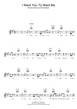 page one of I Want You To Want Me (Lead Sheet / Fake Book)