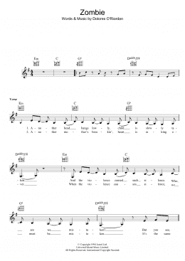 page one of Zombie (Lead Sheet / Fake Book)