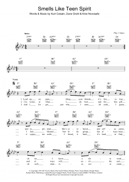 page one of Smells Like Teen Spirit (Lead Sheet / Fake Book)