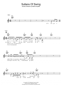 page one of Sultans Of Swing (Lead Sheet / Fake Book)