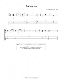 page one of Andantino (Easy Guitar)