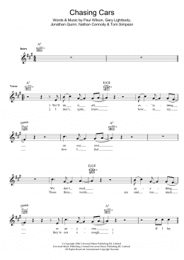 page one of Chasing Cars (Lead Sheet / Fake Book)