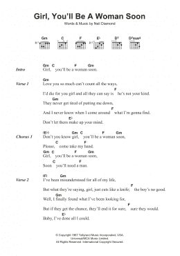 page one of Girl, You'll Be A Woman Soon (Guitar Chords/Lyrics)