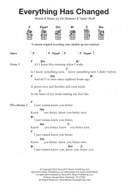 page one of Everything Has Changed (feat. Ed Sheeran) (Ukulele)