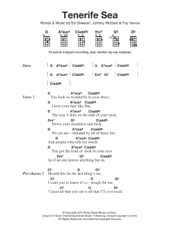 page one of Tenerife Sea (Ukulele Chords/Lyrics)