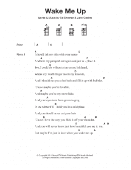 page one of Wake Me Up (Piano, Vocal & Guitar Chords)