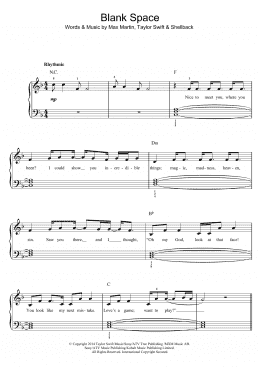 page one of Blank Space (Piano, Vocal & Guitar Chords)